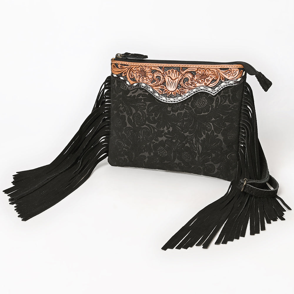 ADBG109 American Darling Hand-Tooled and Floral Embossed Leather Western Crossbody Bag