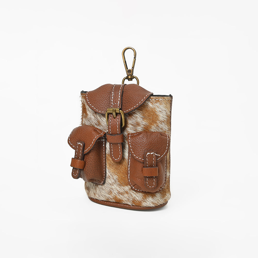 ADCHA122 American Darling Genuine Hair-On Hide Mini Backpack Keychain Pouch