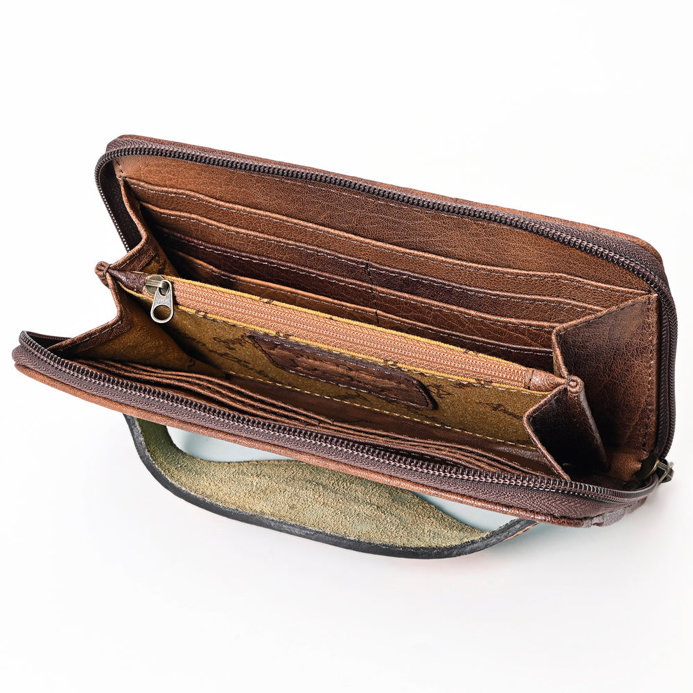 ADBG1190 American Darling Western Leather Wallet Bag Crocodile Embossed Hand Tooled