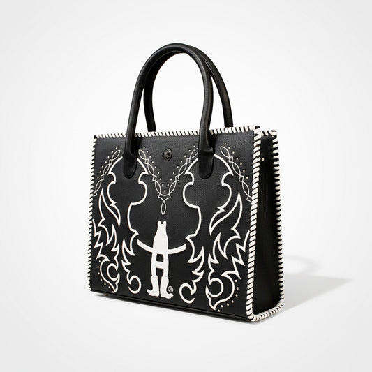 Midnight Rodeo Black Genuine Leather Tote Bag