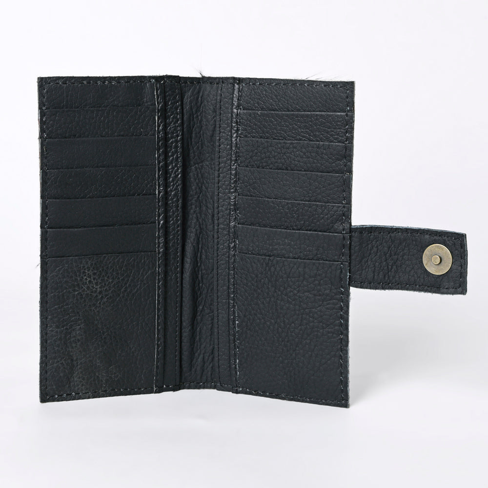 KBG241 American Darling Hair on Hide & Harness Leather Western Tooled Wallet