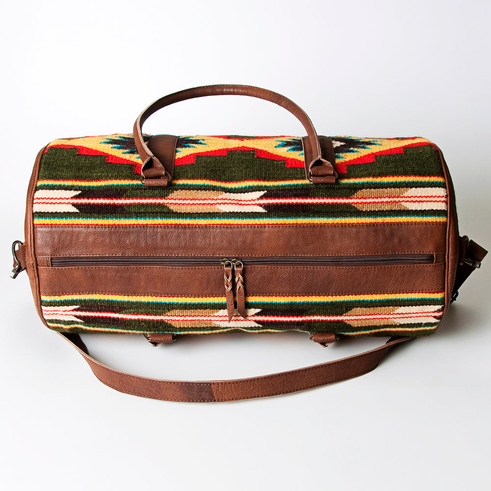 ADBG717 American Darling Western Duffel Bag Hand Woven Saddle Blanket Leather Travel Bag