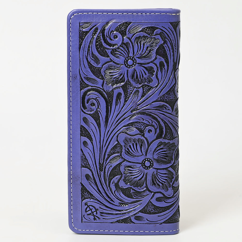 ADBG1269 American Darling Hand-Tooled Genuine Leather Western Wallet Handbag - Floral Carved Women Wallet