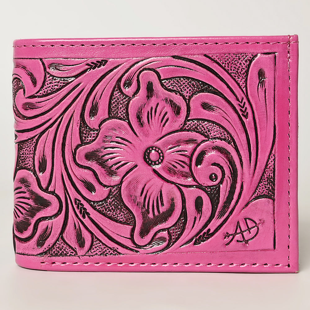 ADBG1236 American Darling Hand Tooled Leather Bifold Wallet -Floral Carved Purse