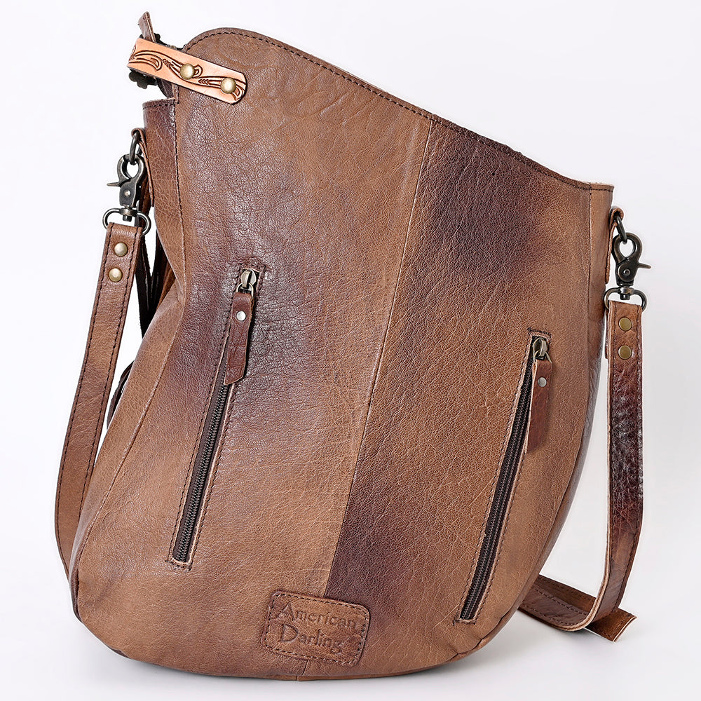 ADBG938 American Darling Western Leather Large Cross body Bag with Hair-On Cowhide and Fringes