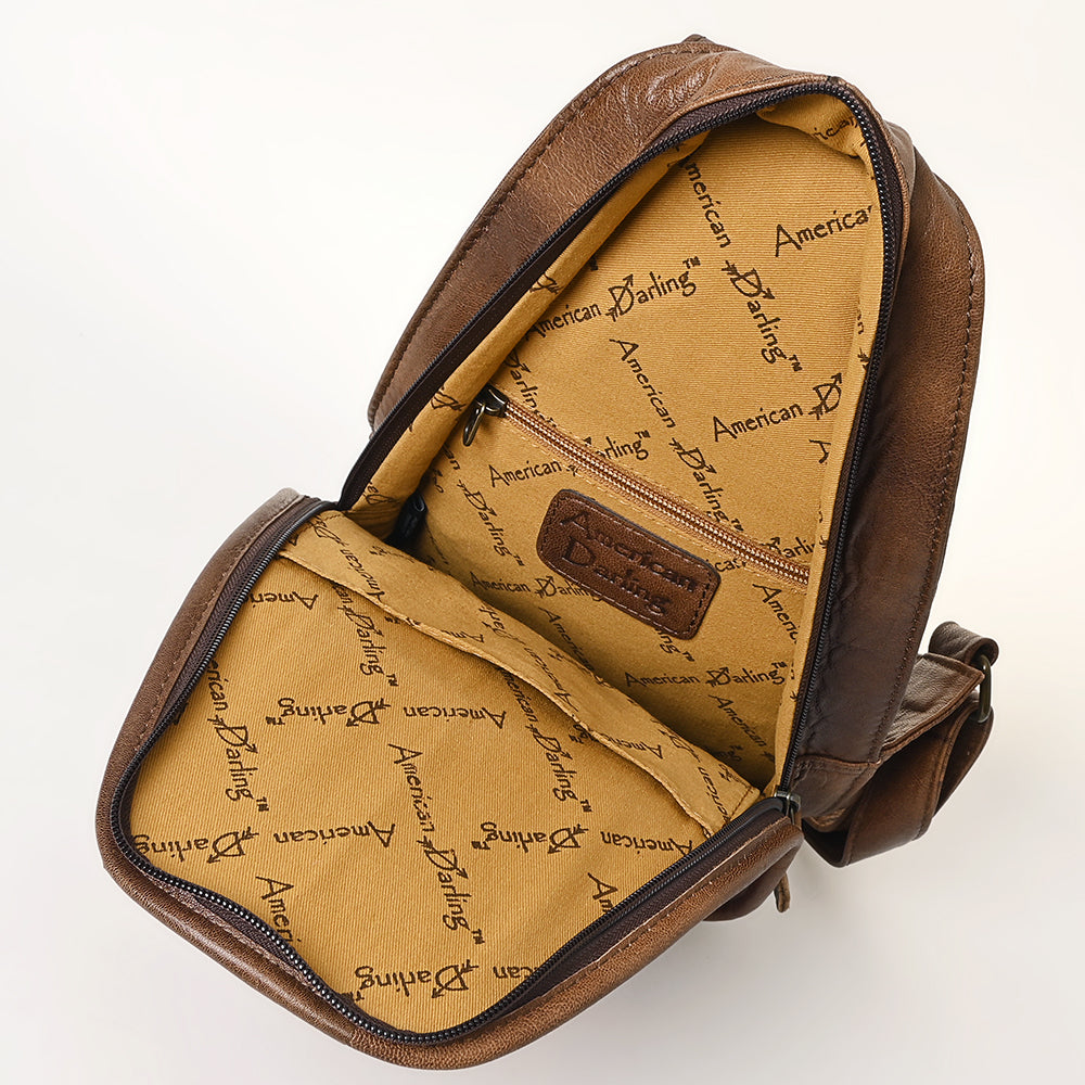 ADBG1146 American Darling Floral Hand Tooled Bag | Hair on Cowhide Sling