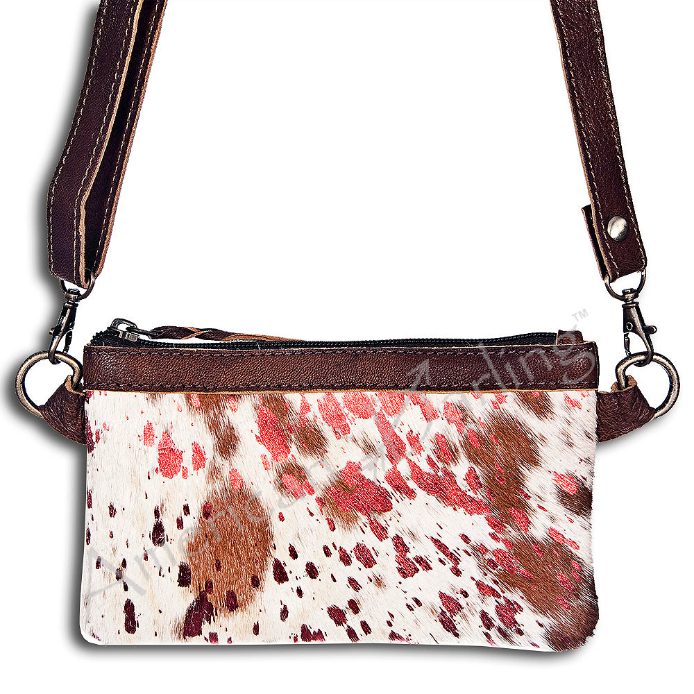LC-ADBGS142 Hair-On Cowhide Crossbody - Western Fringe Leather Purse