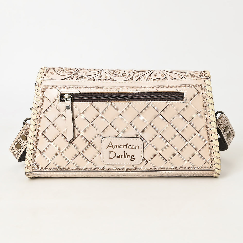 ADBG1134 American Darling Hand Tooled Floral Leather Wallet Bag Clutch & Crossbody Handbag