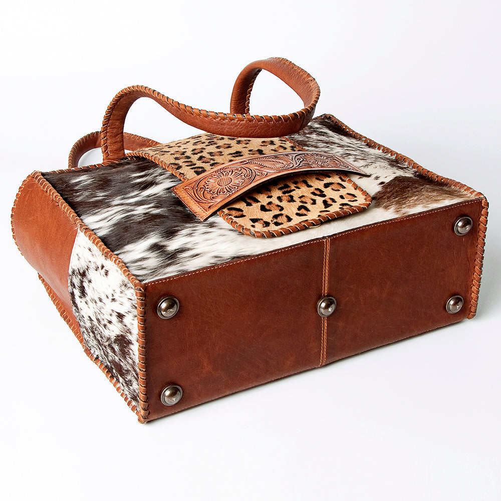 LC-ADBGZ463 Leopard Print & Cowhide Western Tote Bag - American Darling