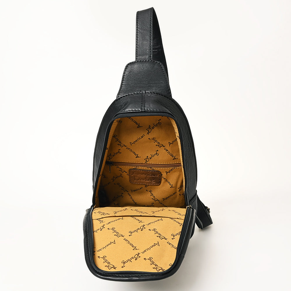 ADBG1146 American Darling Floral Hand Tooled Bag | Hair on Cowhide Sling