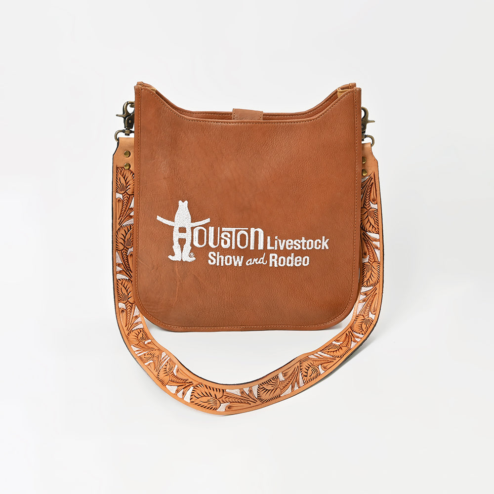 Showground Rodeo Genuine Leather White Embroidered Crossbody Bag