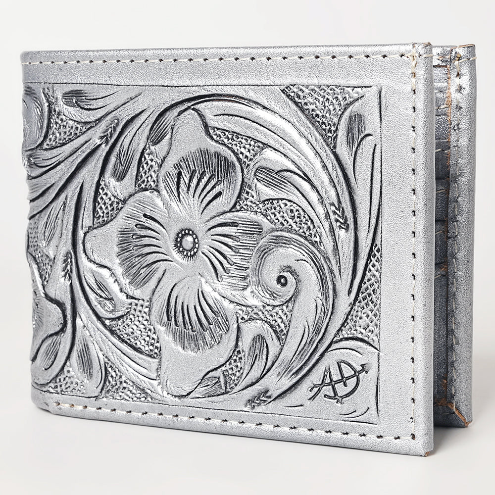 ADBG1236 American Darling Hand Tooled Leather Bifold Wallet -Floral Carved Purse