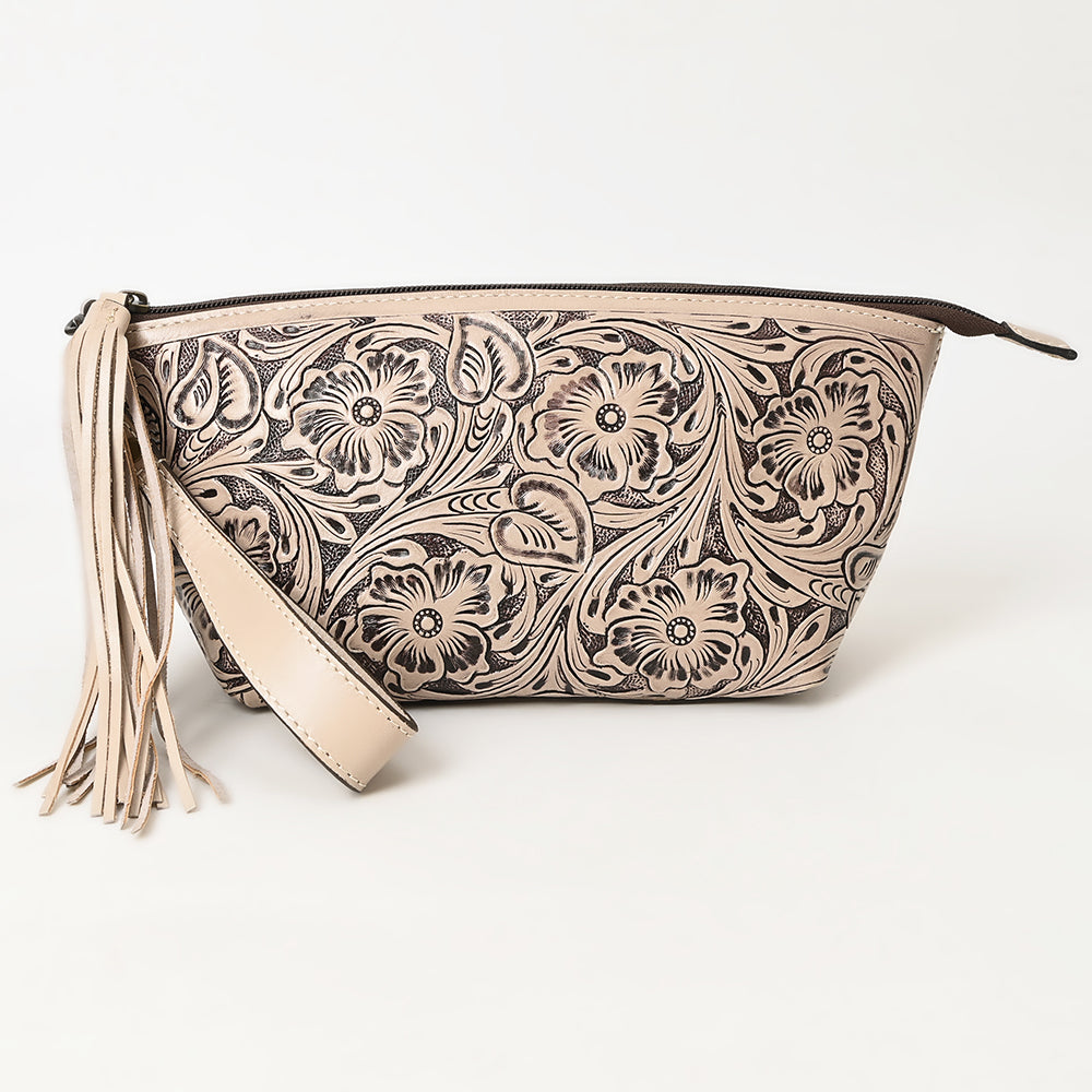 ADBG1234 American Darling Hand-Tooled Western Leather Wristlet Bag - Genuine Floral Carved Women Clutch