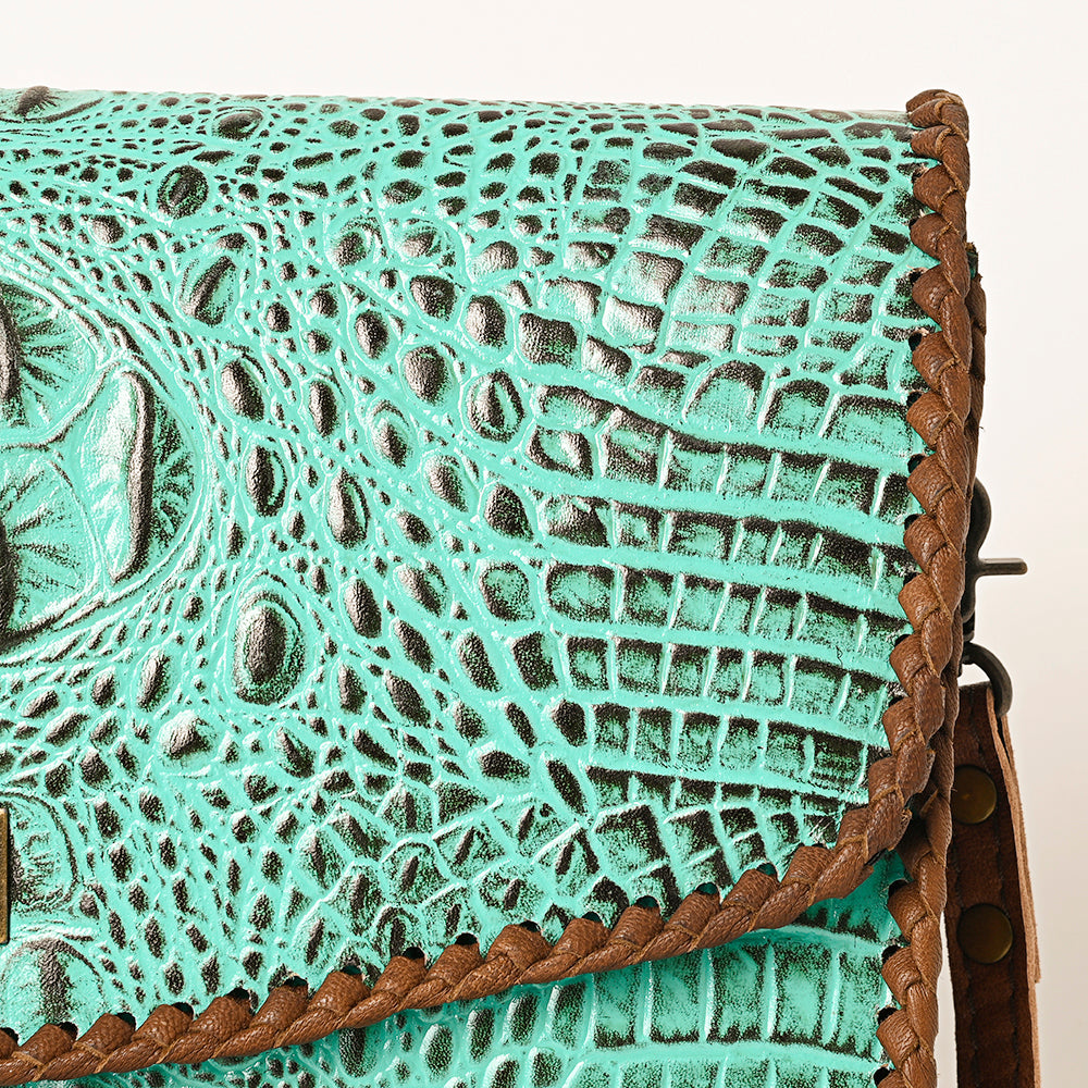 ADBG1023 American Darling Western Crocodile-Embossed Leather Handbag Crossbody Hand bag