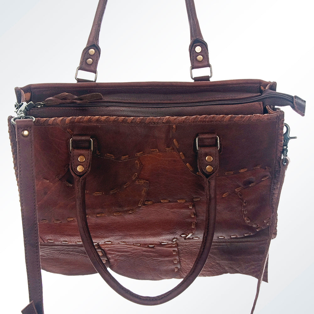 ADBG615 American Darling Handcrafted Western Leather Tote Bag with Buck Stitching
