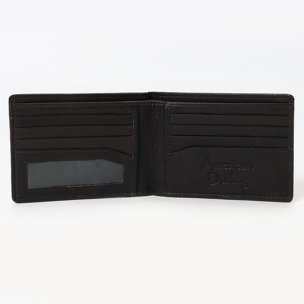 ADBGM529 Genuine suede Western Bifold Wallet - Embroidered Leather Mens Cowboy Wallet