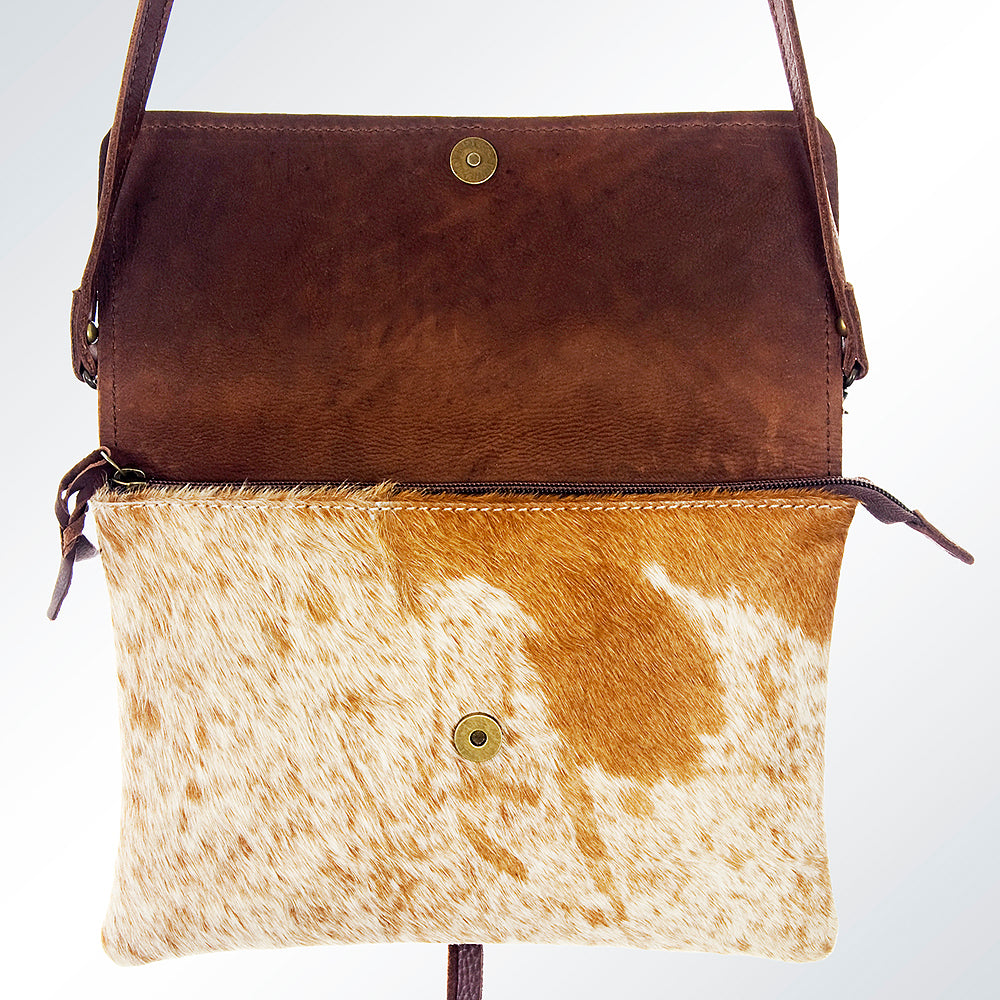 ADBG570TAW American Darling Texas Tooled Leather & Hair-On Cowhide Western Crossbody Bag