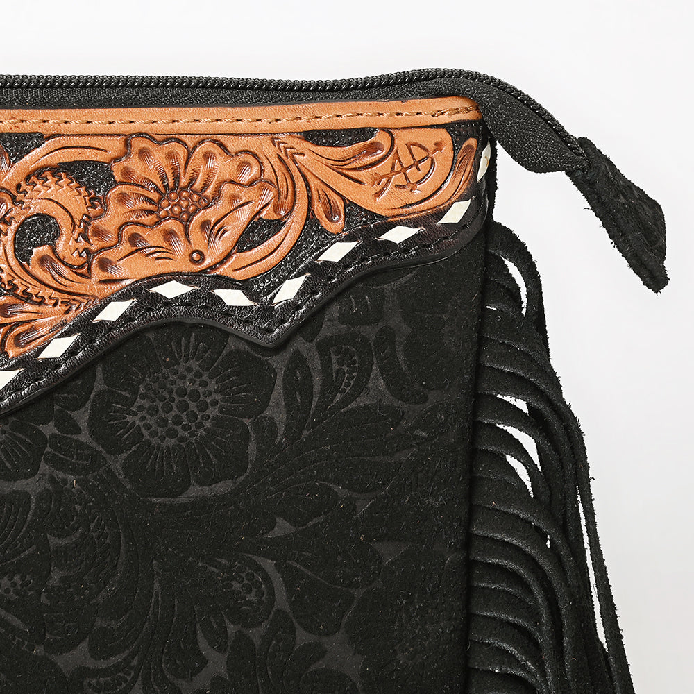 ADBG109 American Darling Hand-Tooled and Floral Embossed Leather Western Crossbody Bag