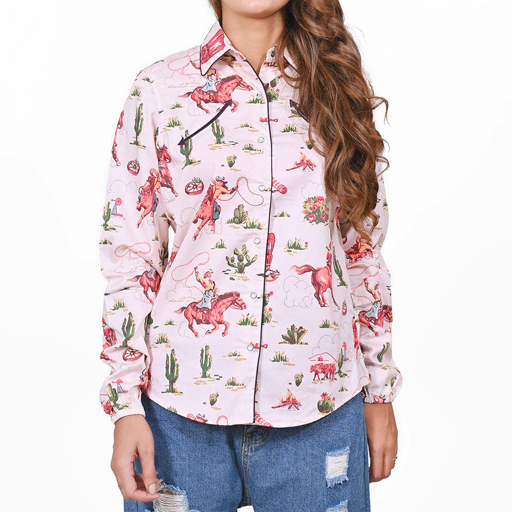 ADSH088 American Darling 100% Satin Cotton Rodeo Theme Country Shirt