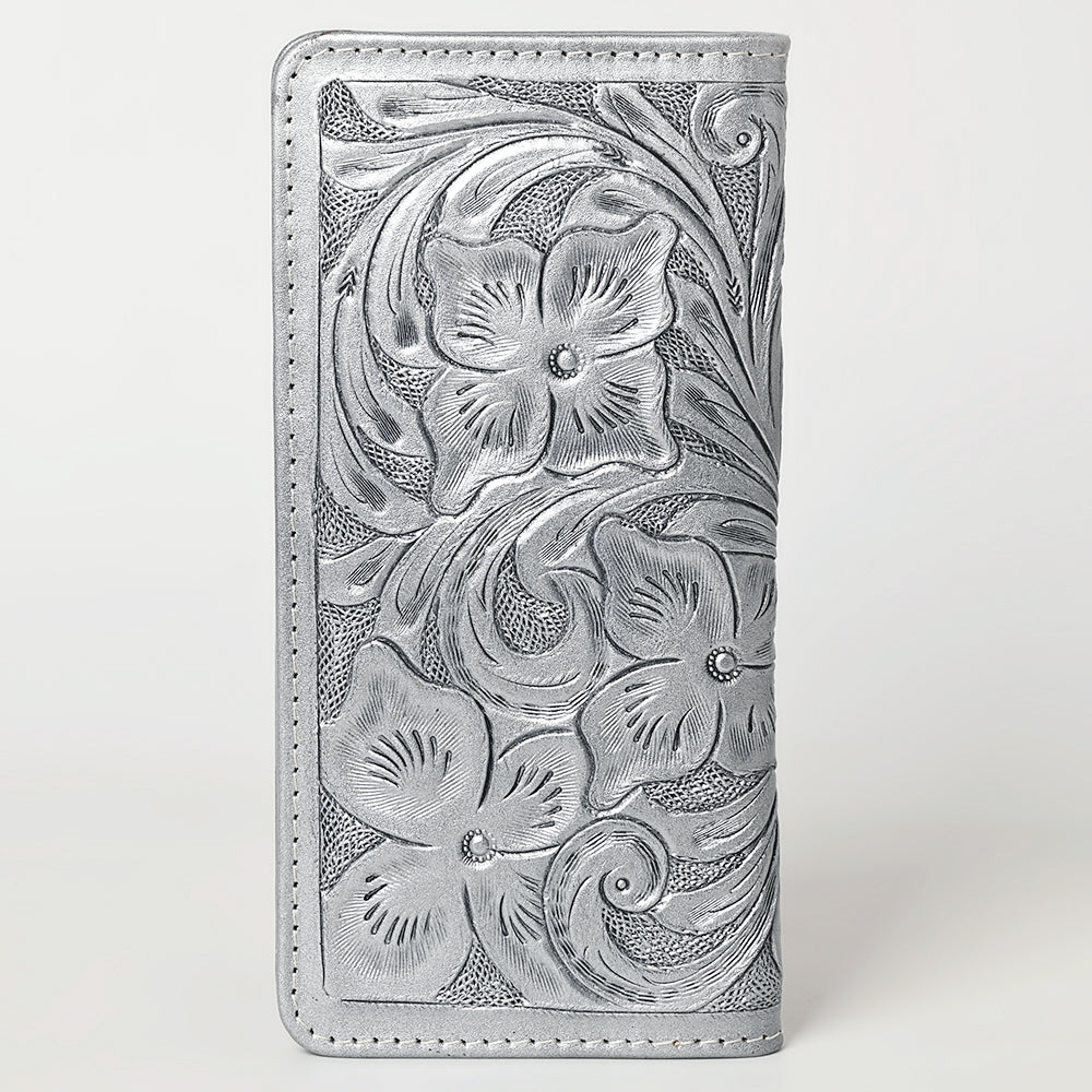 ADBG1269 American Darling Hand-Tooled Genuine Leather Western Wallet Handbag - Floral Carved Women Wallet