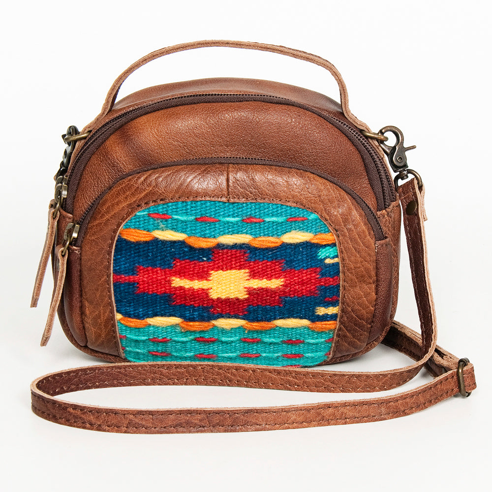 ADBG888 American Darling Saddle Blanket & Leather Mini Camera Crossbody Bag with Top Handle & Crossbody Strap