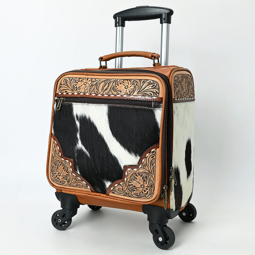 ADBG1612 American Darling Western Leather Travel Case with Hair-On Cowhide & Hand-Tooled Details