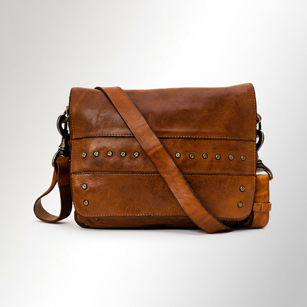 SWC170 Flap-Front Studded Crossbody Bag
