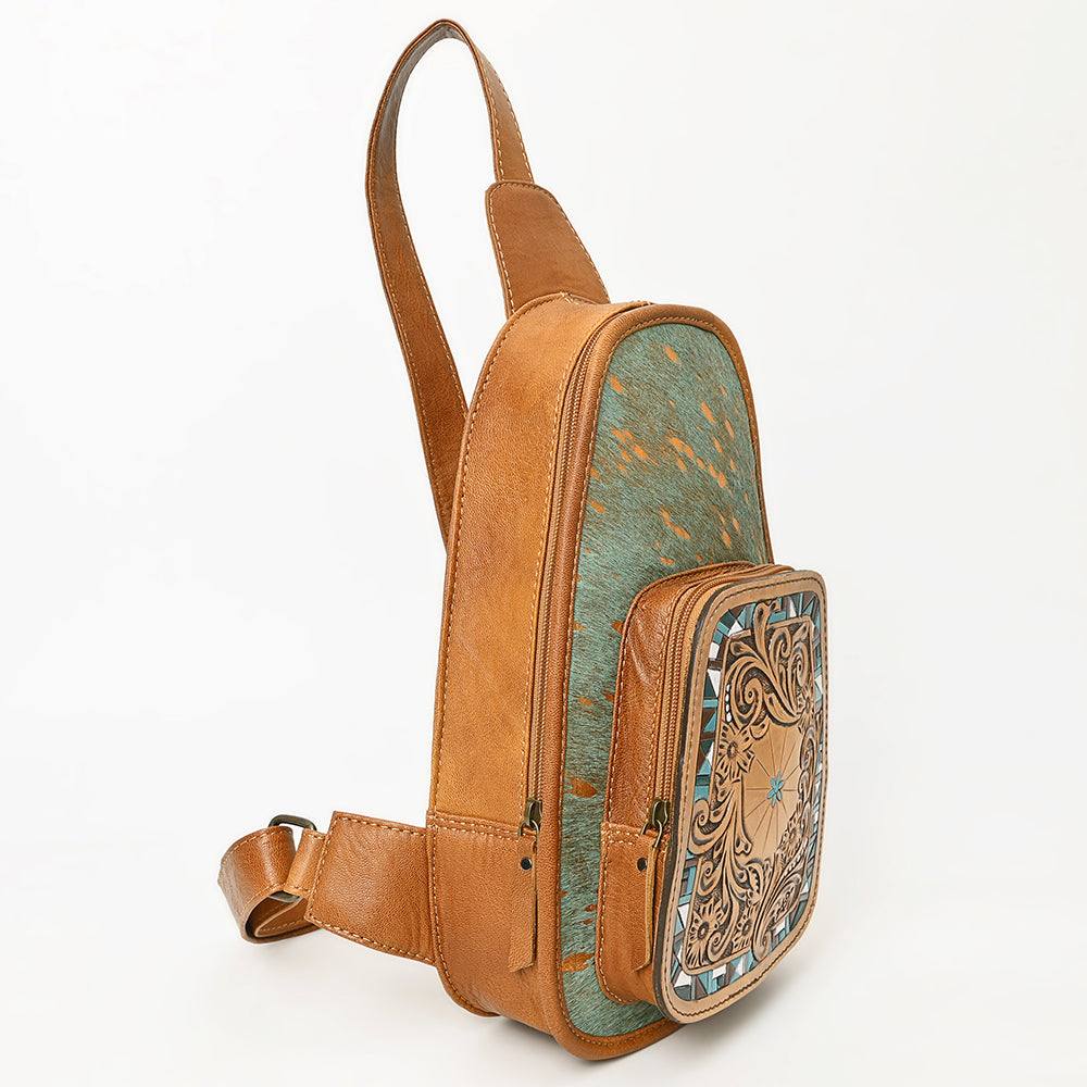 ADBG1146 American Darling Floral Hand Tooled Bag | Hair on Cowhide Sling