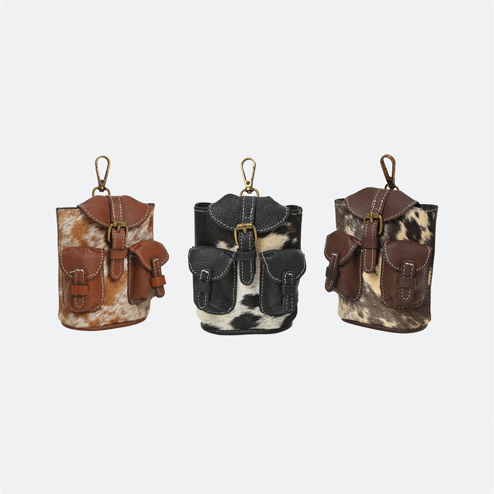 ADCHA122 American Darling Genuine Hair-On Hide Mini Backpack Keychain Pouch