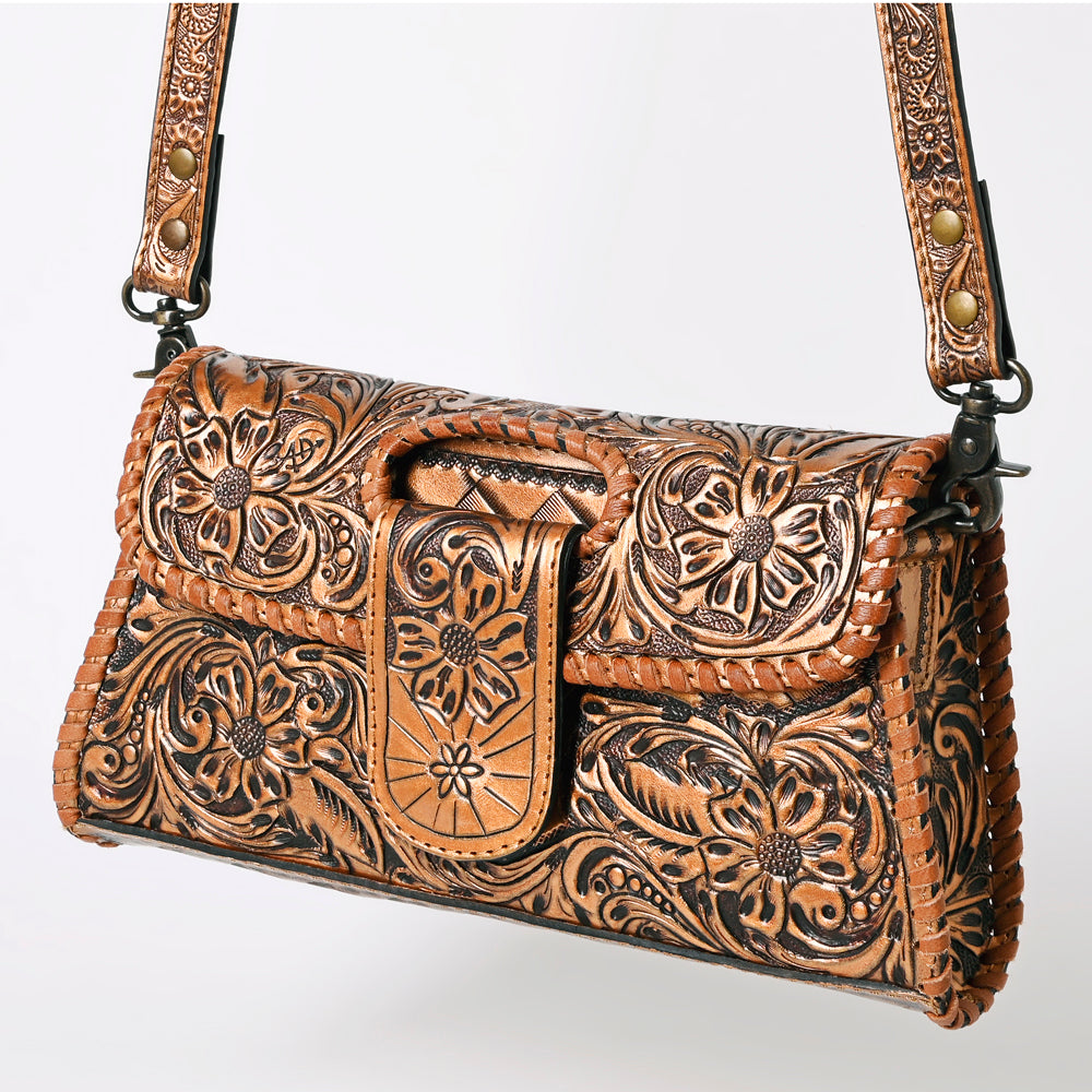 ADBG1134 American Darling Hand Tooled Floral Leather Wallet Bag Clutch & Crossbody Handbag