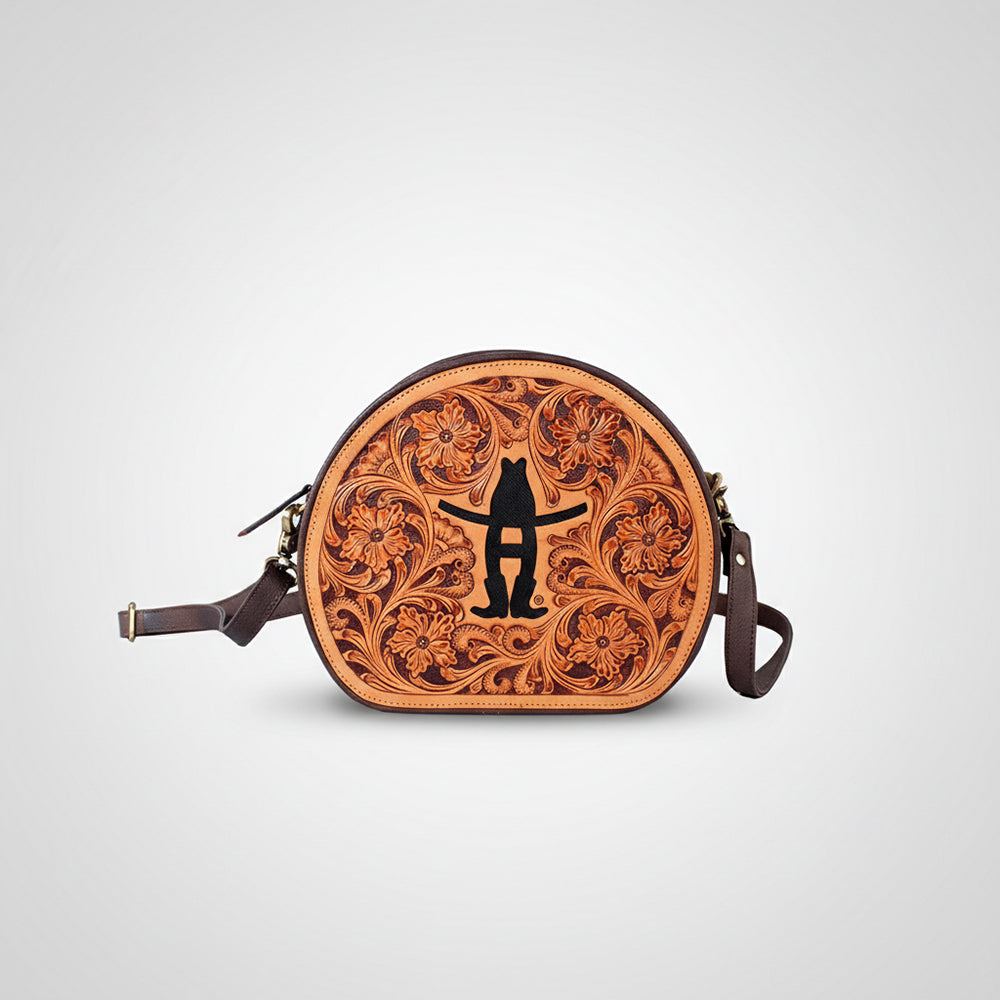 Legacy Rodeo Genuine Leather hand tooled Tooled canteen bag