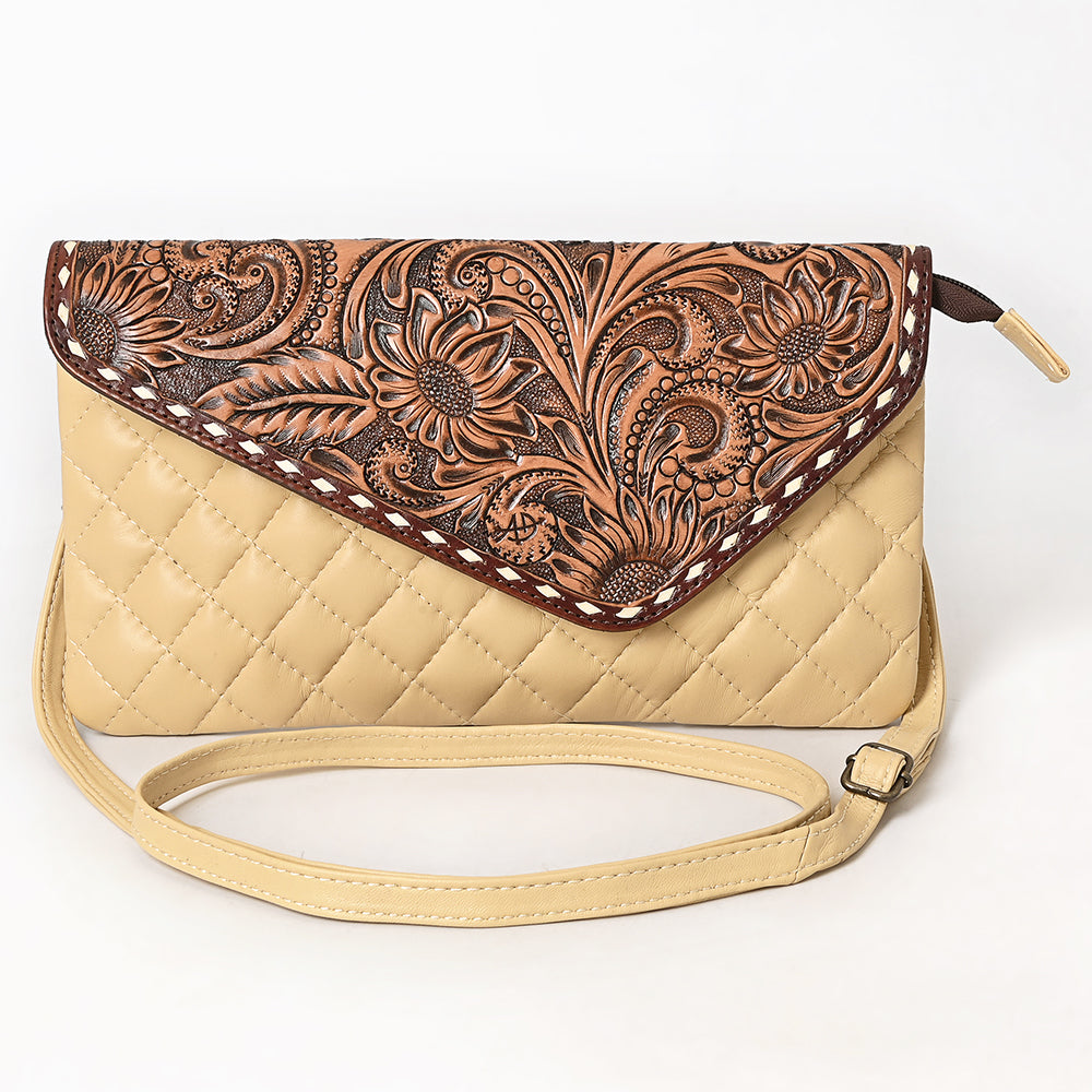 ADBG1672 American Darling Western Crossbody Bag Hand Tooled Floral Carved Flap & Quilted Leather