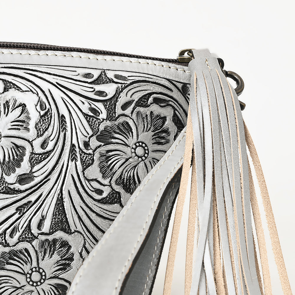 ADBG1234 American Darling Hand-Tooled Western Leather Wristlet Bag - Genuine Floral Carved Women Clutch