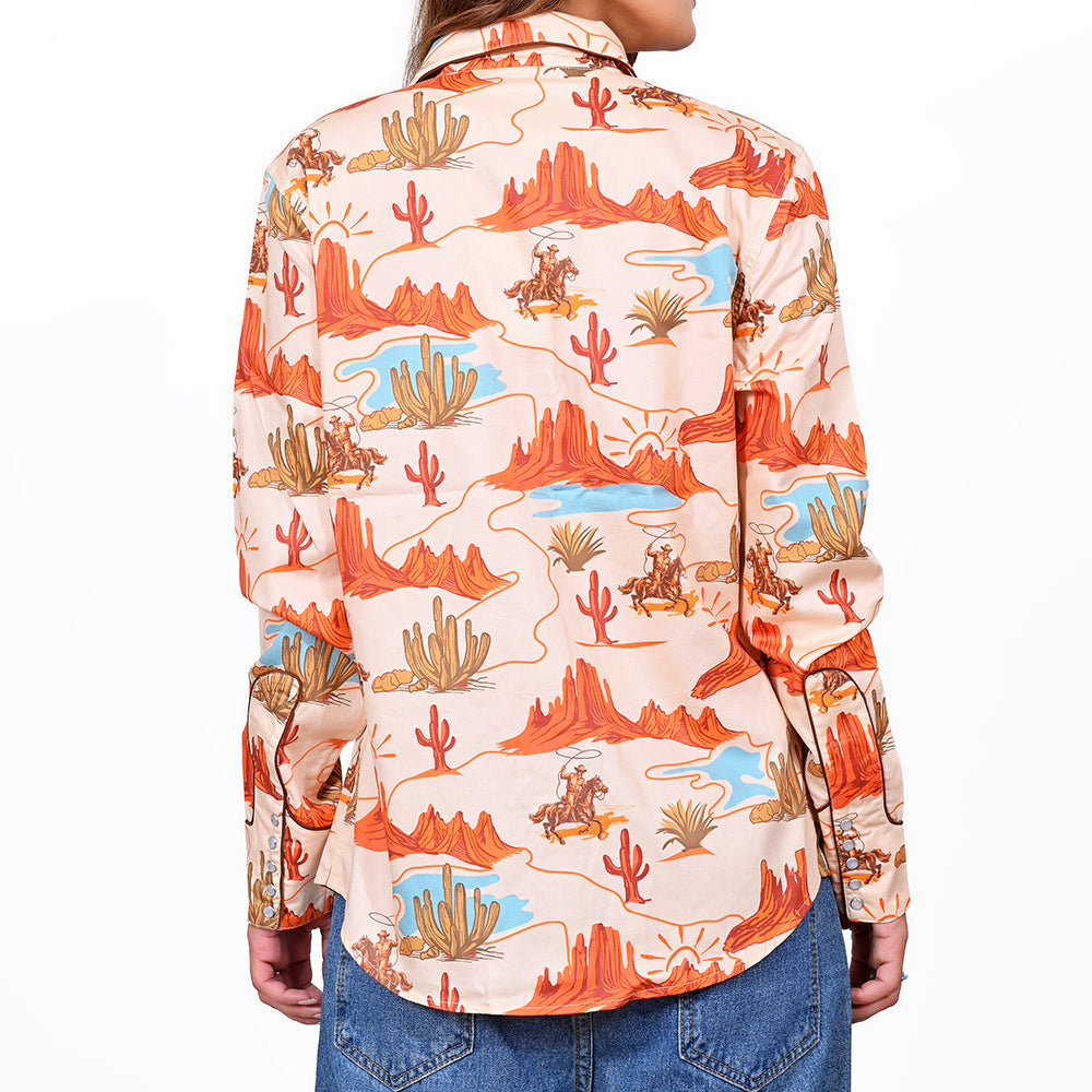 ADSH086 American Darling 100% Satin Cotton Canyon Landscape Western Shirt