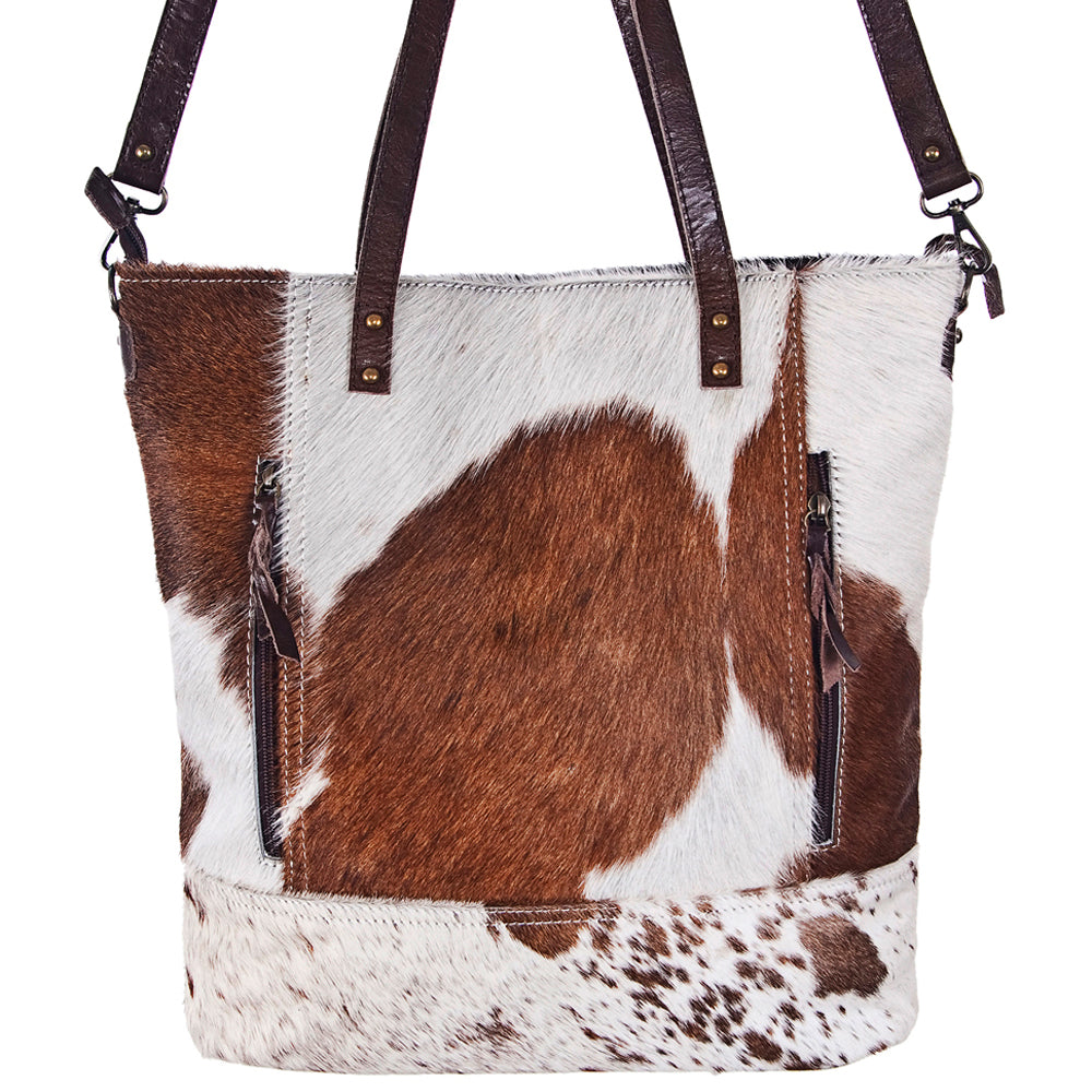 ADBG101 American Darling Hair-On Cowhide Leather Tote Bag Genuine Leather Trim