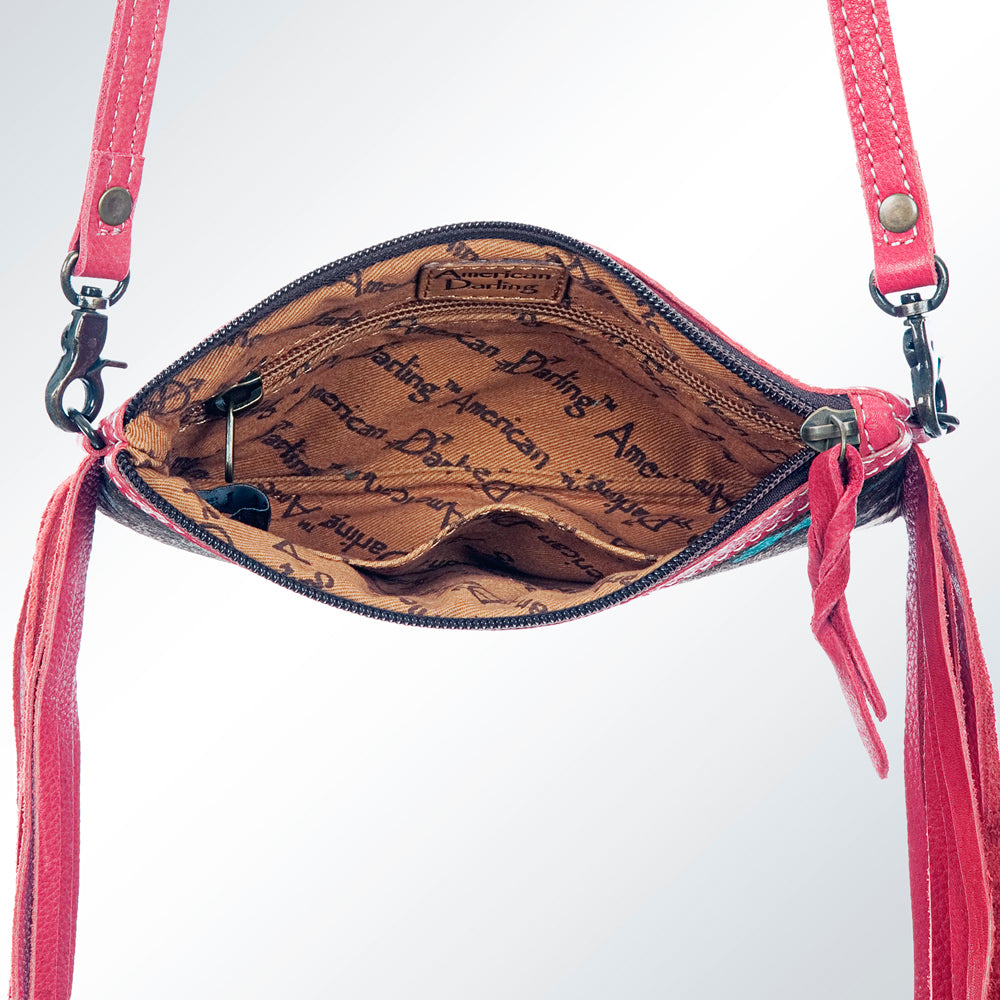 LC-ADBGS142 Hair-On Cowhide Crossbody - Western Fringe Leather Purse
