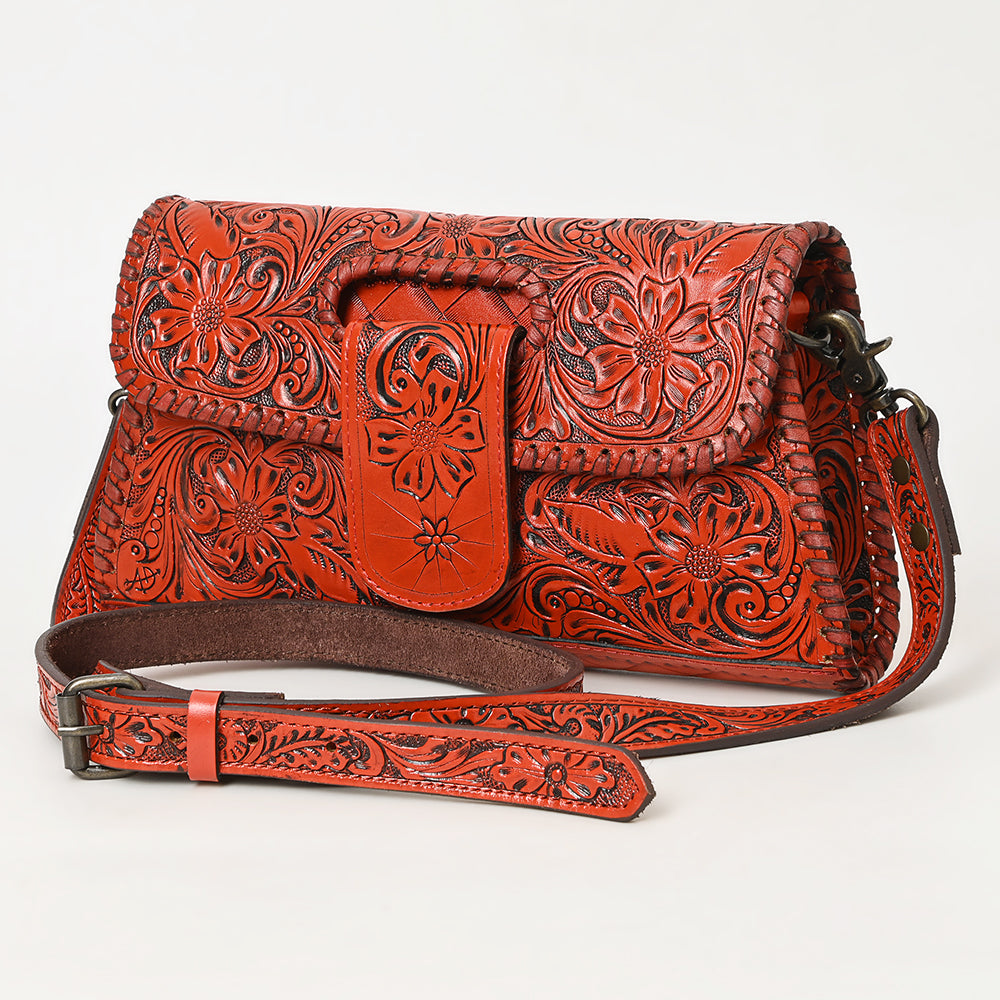ADBG1134 American Darling Hand Tooled Floral Leather Wallet Bag Clutch & Crossbody Handbag