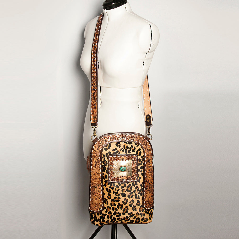 ADBGA251 American Darling Hair-On Cowhide Large Cross body Bag Hand Tooled Leather