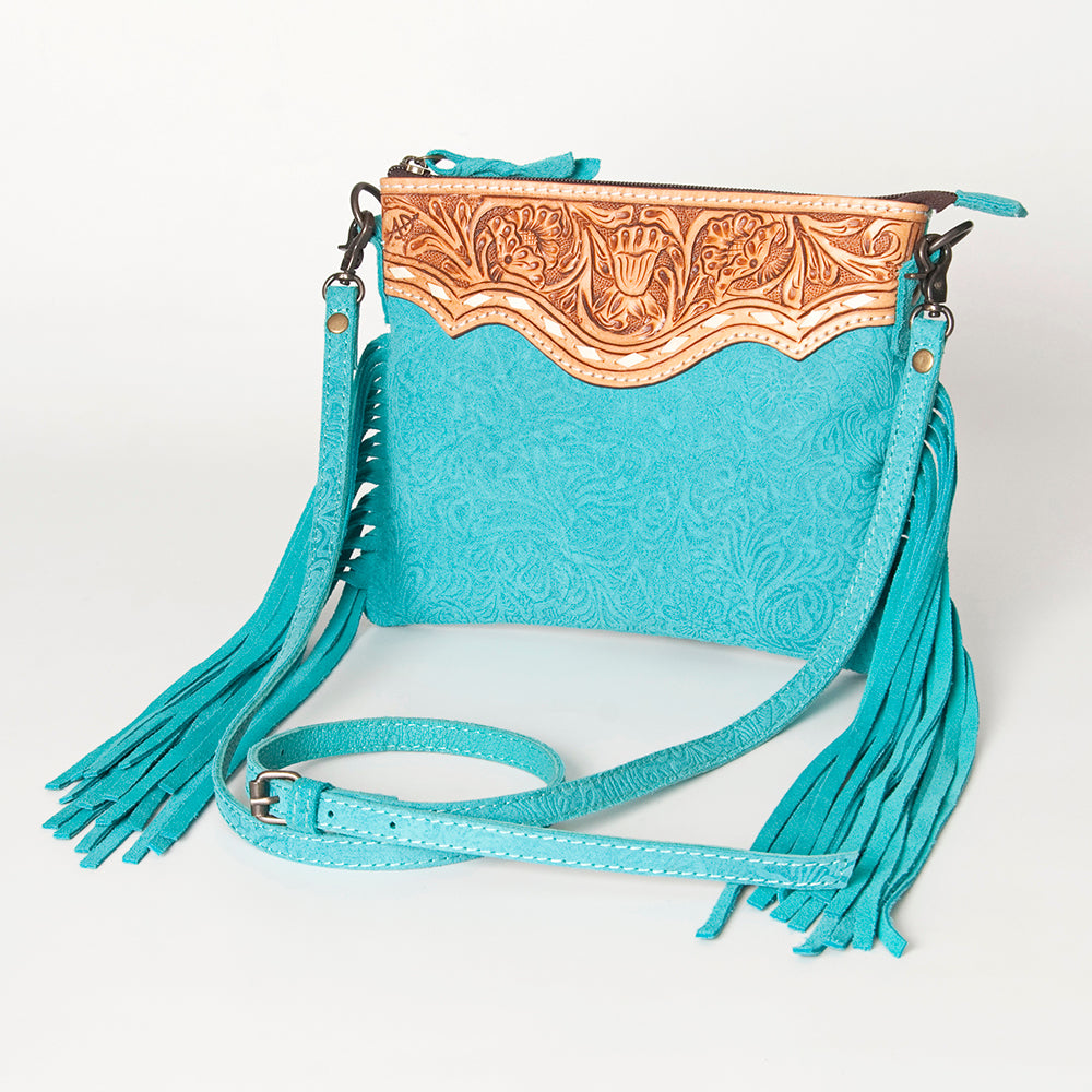 ADBG109 American Darling Hand-Tooled and Floral Embossed Leather Western Crossbody Bag