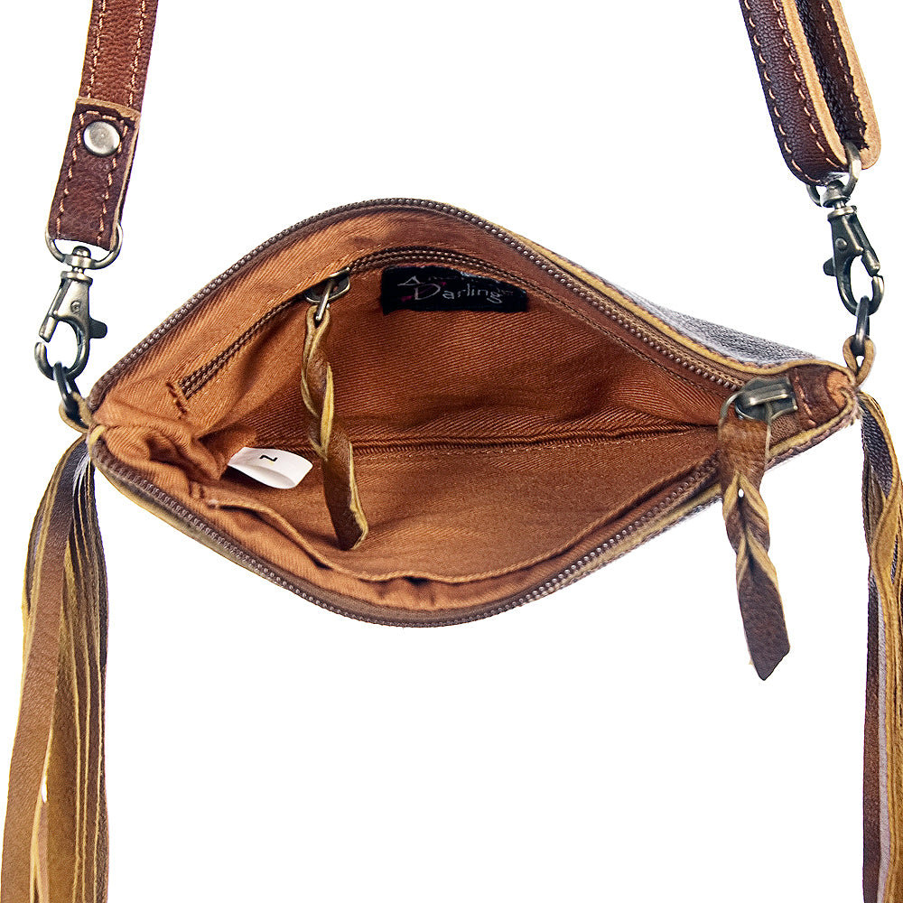 ADBGS142 Mini Crossbody - Hair-On Leather Fringe Bag with Removable Strap