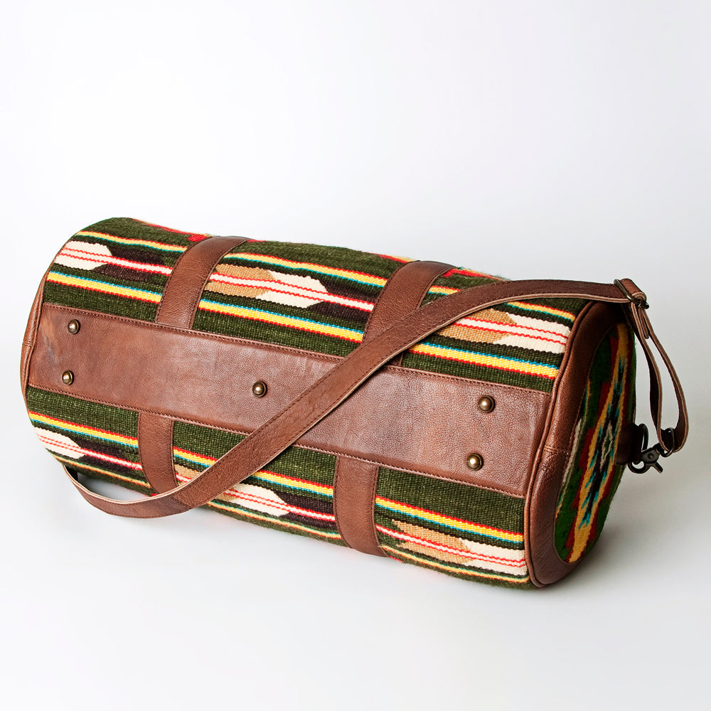 ADBG717 American Darling Western Duffel Bag Hand Woven Saddle Blanket Leather Travel Bag