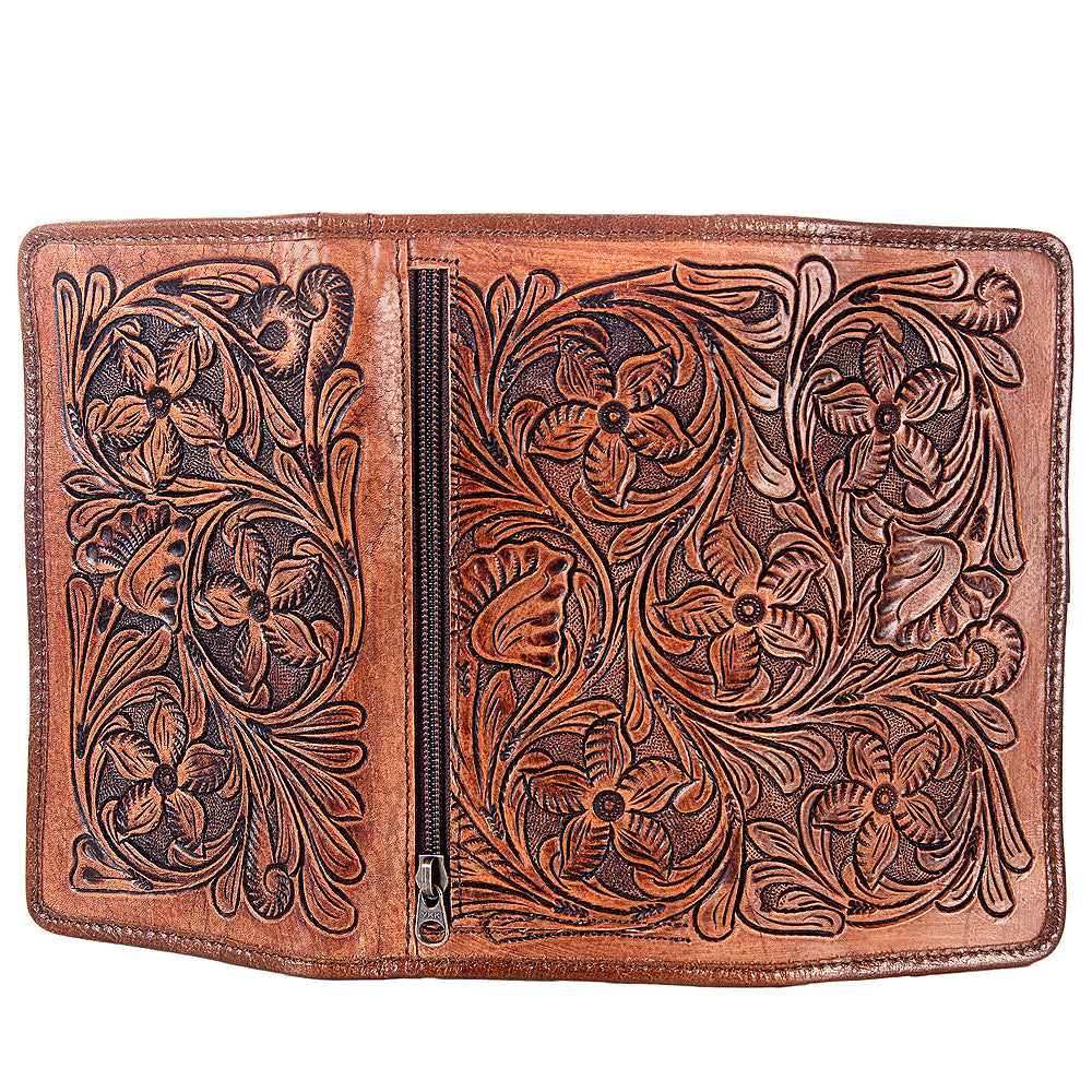 ADBG486 American Darling Hand Tooled Floral Leather Western Wallet Bag