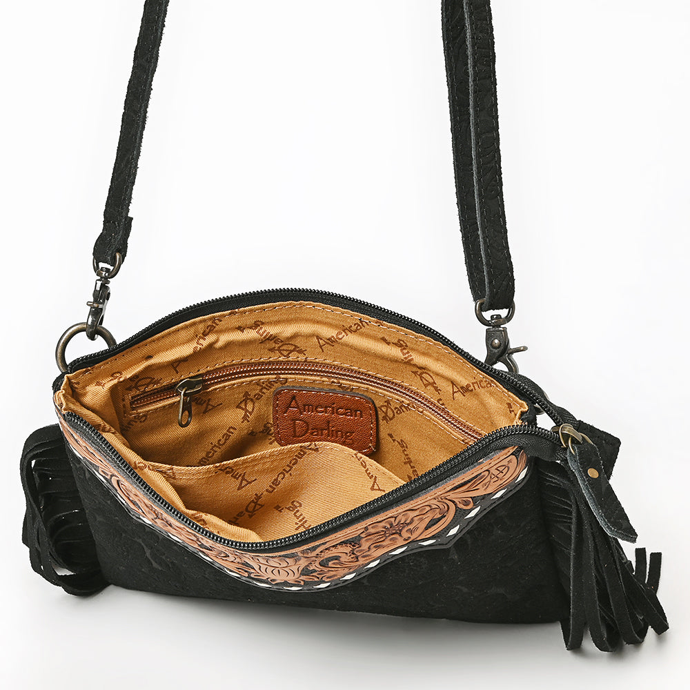 ADBG109 American Darling Hand-Tooled and Floral Embossed Leather Western Crossbody Bag