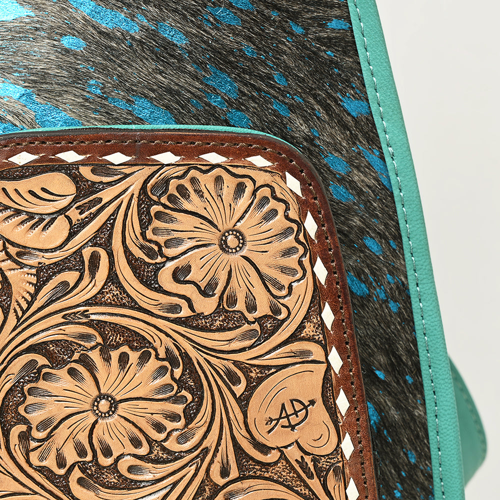 ADBG1146 American Darling Floral Hand Tooled Bag | Hair on Cowhide Sling
