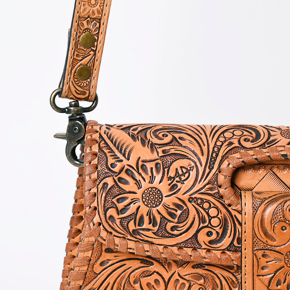 ADBG1134 American Darling Hand Tooled Floral Leather Wallet Bag Clutch & Crossbody Handbag