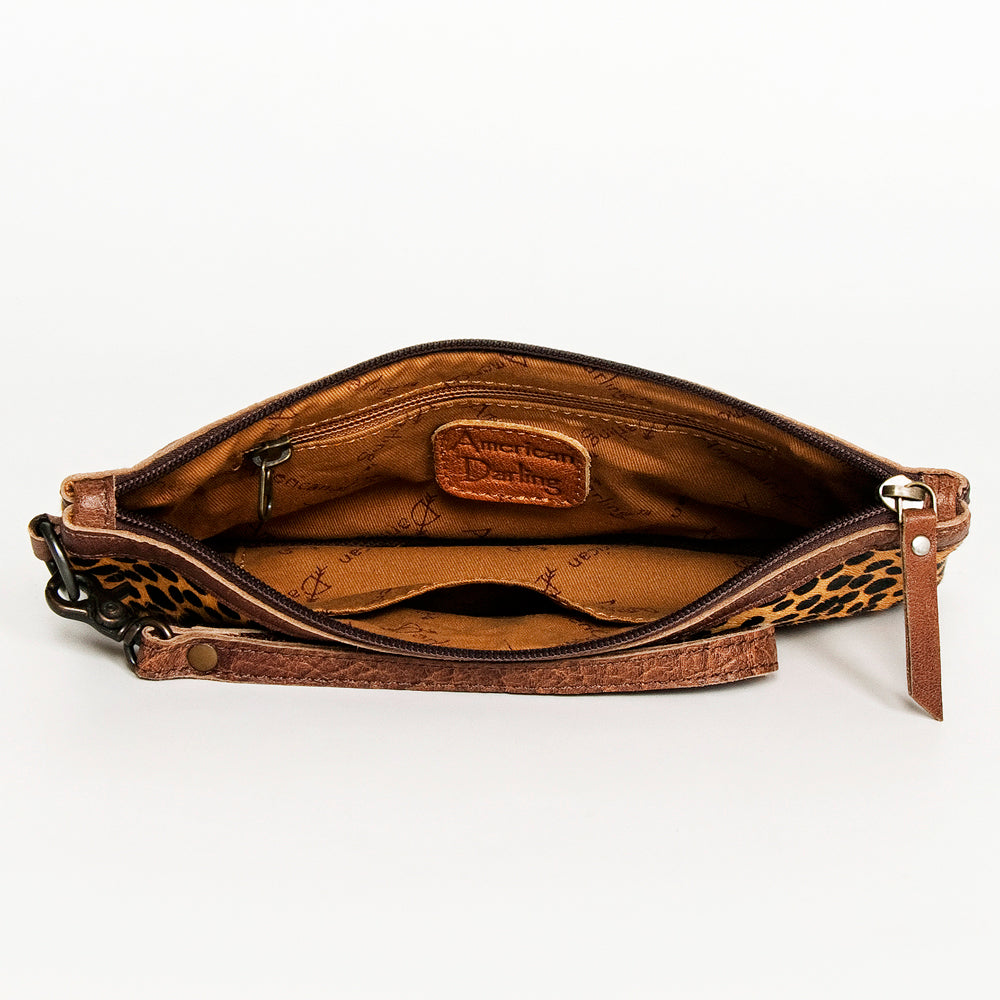 ADBG344 American Darling Western Leather Wristlet Bag with Printed Hair-On Cowhide