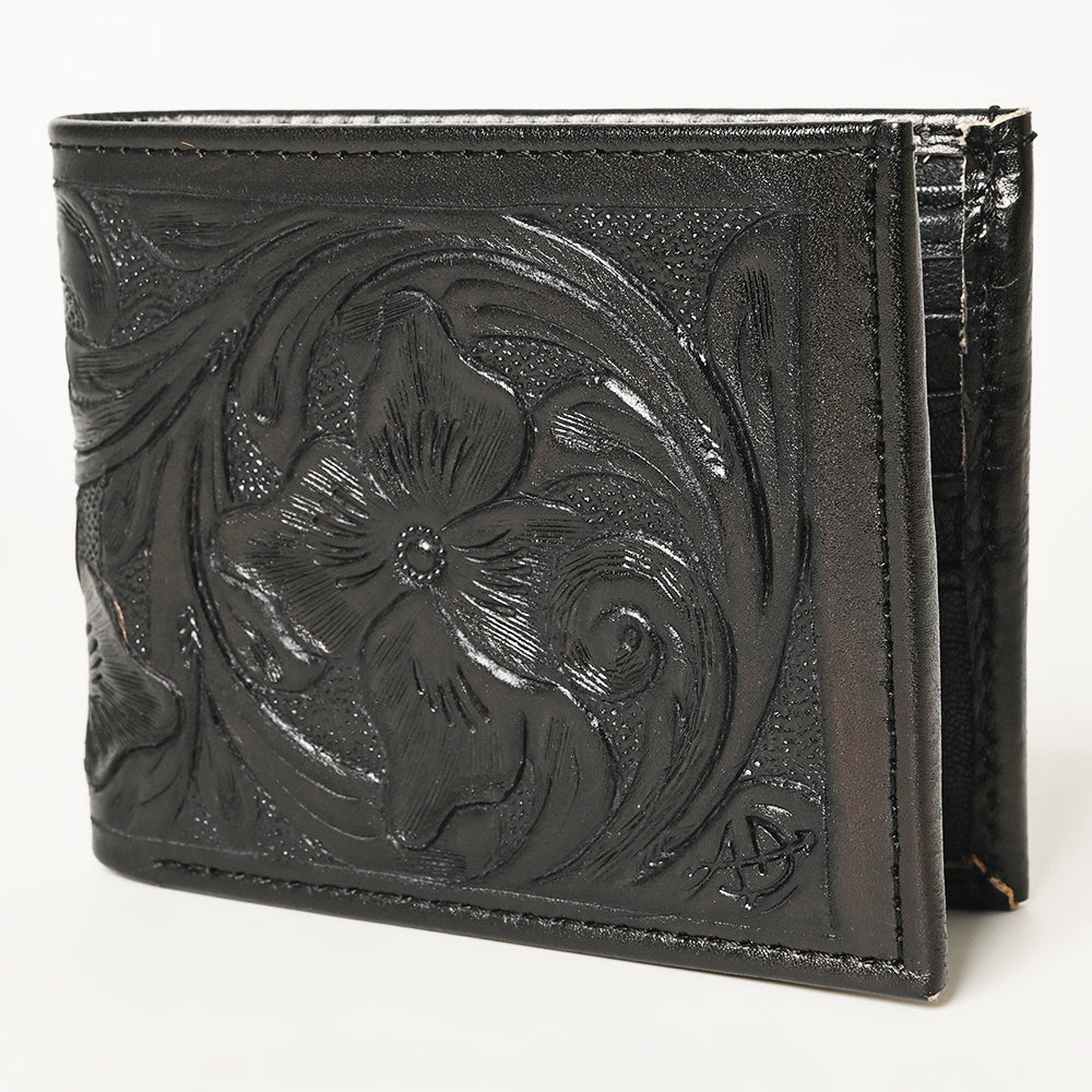 ADBG1236 American Darling Hand Tooled Leather Bifold Wallet -Floral Carved Purse