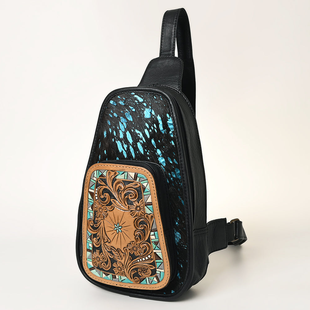 ADBG1146 American Darling Floral Hand Tooled Bag | Hair on Cowhide Sling