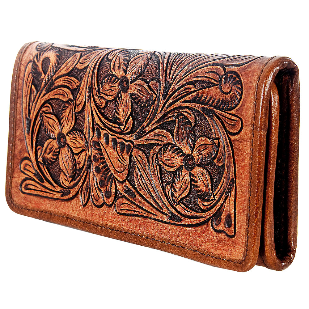 ADBG486 American Darling Hand Tooled Floral Leather Western Wallet Bag