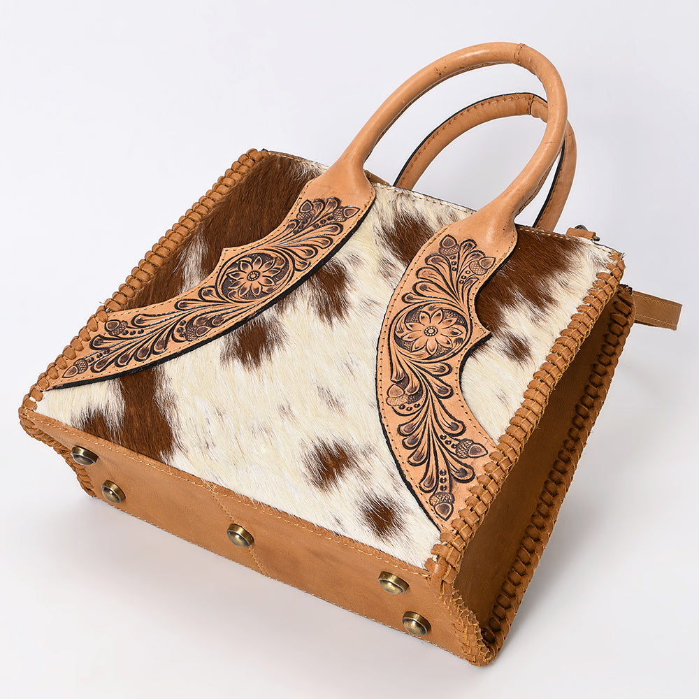 ADBGA488 American Darling Hair-On Cowhide Leather Tote Bag Floral Carved